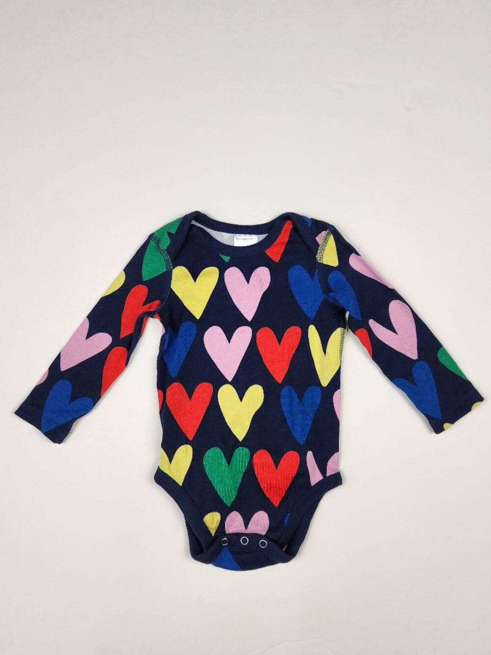 Hanna Andersson Baby Navy Blue Hearts Long Sleeve Bodysuit 12-18 months / 75cm